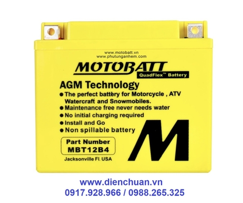 Ắc quy xe máy Motobatt MBT12B4/ Motobatt MBT12B4 large displacement motorcycle battery (12V 11AH)