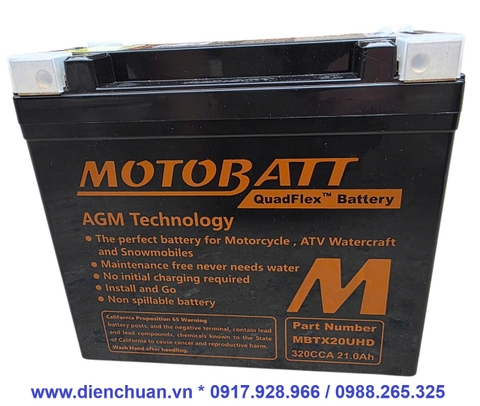 Ắc quy Motobatt MBTX20UHD/ Motobatt MBTX20UHD ( 12V 21AH) large displacement motorcycle battery