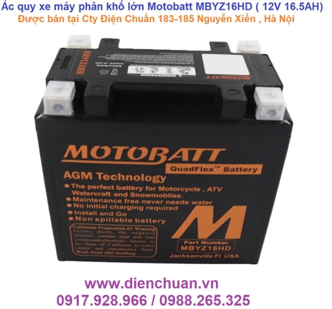 Ắc quy Motobatt MBYZ16HD/ Motobatt MBYZ16HD ( 12V 16.5AH) large displacement motorcycle battery