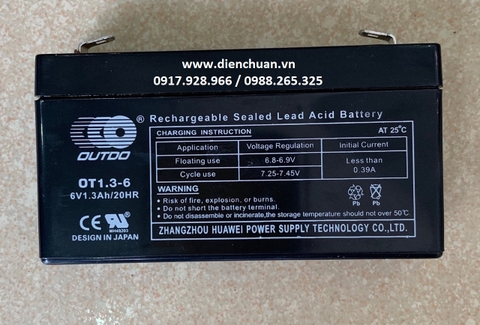 Ắc quy 6V-1.3Ah Outdo OT1.3-6