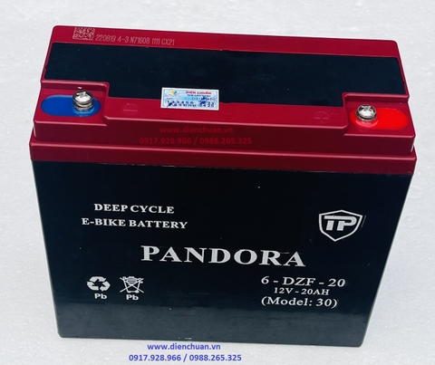 Ắc quy xe đạp điện PANDORA 12V 20Ah 6-DZF-20 ( Model 30A)