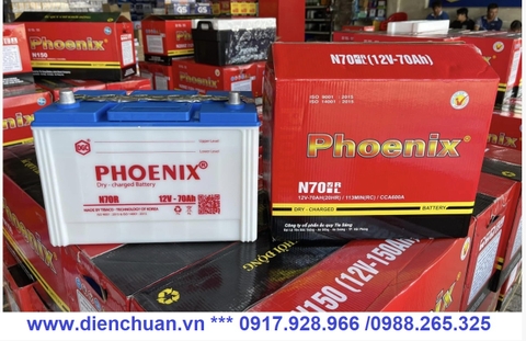 Ắc quy Phoenix 12V-70Ah N70R/L ( Bình ắc quy nước Phoenix 70ah)