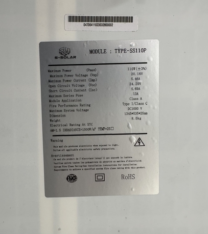 Tấm pin năng lượng mặt trời Poly 110W công nghệ mới 9 Busbar (9 BB)
