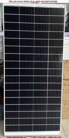Tấm pin năng lượng mặt trời 200W mono, điện áp danh định 36,48V, hở mạch 43,78V