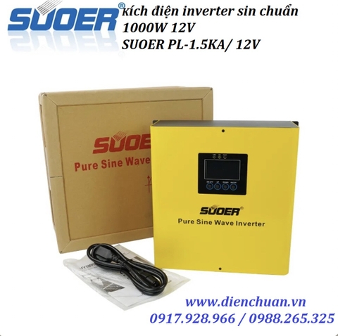 Kích điện- biến tần sin chuẩn 1.5KVA-12V-1000W /Pure Sine Wave Inverter (Suoer PL-1.5KA-12V )