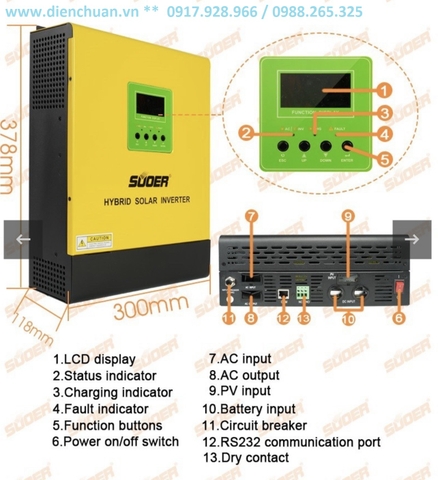 Biến tần inverter solar Suoer SVM-3K-24V ( 3000W-AC60A-MPPT40A)