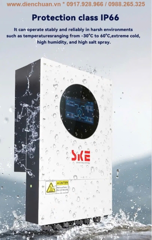 Biến tần năng lượng mặt trời hòa lưới có lưu trữ 10.6kW 48V chống nước chống bụi IP66- Solar On / Off Hybrid Inverter 10.6kw