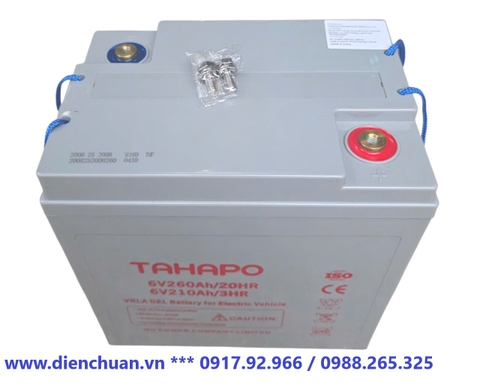 Ắc quy TAHAPO 6V-210Ah/3HR dùng cho xe điện du lịch, xe golf, xe nâng
