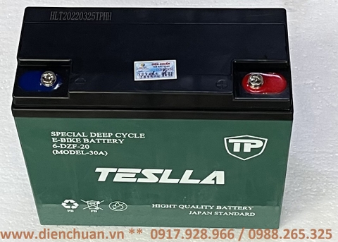 Ắc quy xe đạp điện 12V-20Ah TESLLA 6-DZF-20 ( Model 30A)