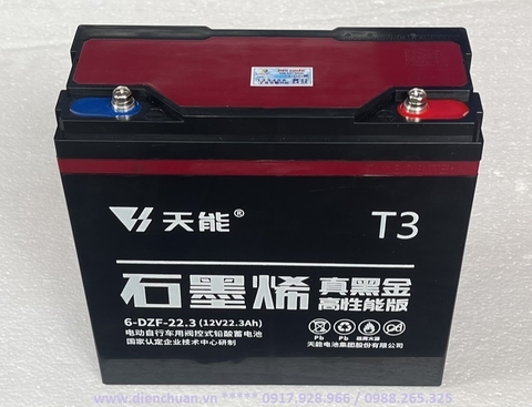Ắc quy xe máy điện TIANNENG T3 6-DZF-22.3 ( 12V 22.3Ah) / Ắc quy Thiên Năng ( 天能 ) hàng nội địa số 1 Trung Quốc
