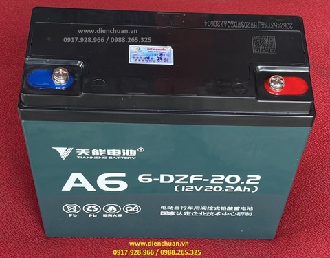 Ắc quy xe đạp điện 12V 20.2Ah Tianneng A6 6-DZF-20.2 / Ắc quy Thiên Năng A6 6-DZF-20 hàng nội địa số 1 Trung Quốc