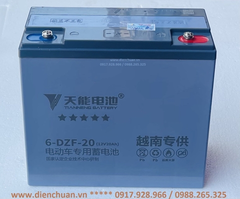 Ắc quy xe đạp điện/ xe máy điện 12V-20Ah Tianneng 6-DZF-20 hàng cao cấp nặng 7 kg