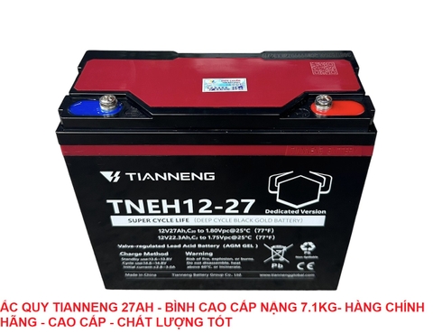 Ắc quy xe máy điện TIANNENG 12V 27Ah / Ắc quy Thiên Năng TNEH12-27 số 1 Trung Quốc