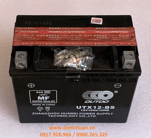 Ắc quy xe máy phân khối lớn UTX12-BS ( 12V 10Ah/10HR)/ Outdo UTX12-BS ( YTX12-BS)