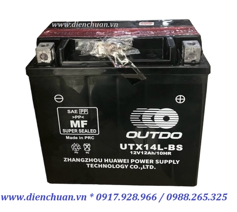 Ắc quy xe máy UTX14L-BS (12V12Ah/10HR)/ Outdo 12V-12Ah UTX14L-BS