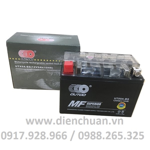 Bình Ắc Quy  Honda Spacy, Attila Victoria, Elizabeth, Majesty, Vespa Lx 150cc, OUTDO UTX9A-BS (12V - 9AH)