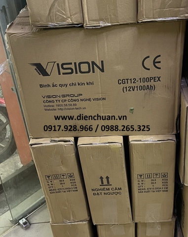 Ắc quy Vision CGT12-100PEX (12V 100Ah)- Bình Gel 100ah mỏng dẹt