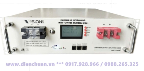 Pin lithium lưu trữ 51.2V-100Ah/5kWh có giao tiếp thương hiệu Vision V-LFP51100