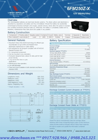 Ắc quy Vision 6FM250Z-X ( 12V 250Ah )