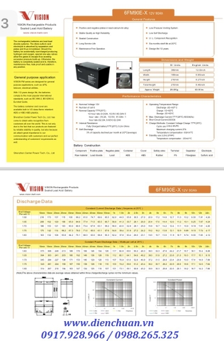 Ắc quy Vision 6FM90E-X ( 12V 90Ah )