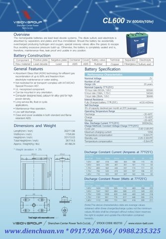 Ắc quy Vision CL600 (2V 600Ah ) 