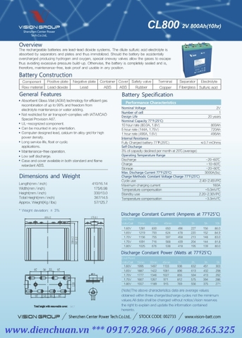 Ắc quy Vision CL800 ( 2V 800Ah )