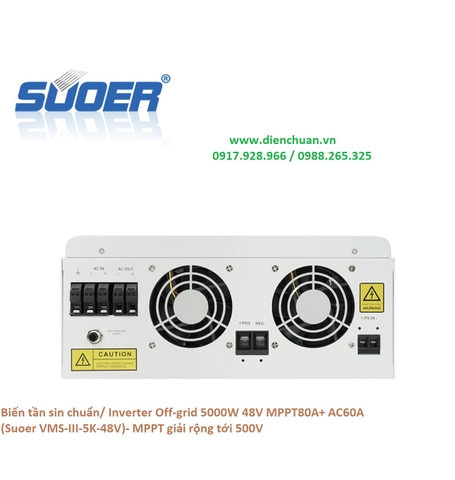 Kích điện-Biến tần Solar Suoer 5Kw 48V/ Inverter Off-grid 5000W 48V MPPT80A+ AC60A (Suoer VMS-III-5K-48V)