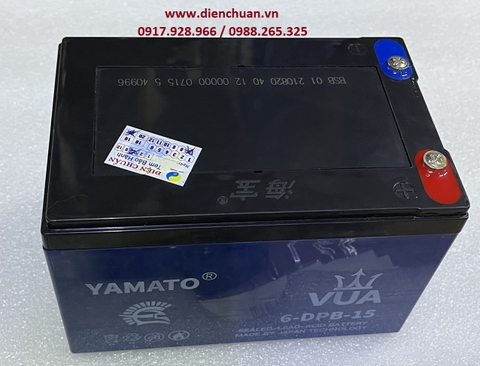 Ắc quy xe đạp điện 12V 15Ah Yamato Vua 6-DPB-15/ 6-FM-15/ YMT-12-15