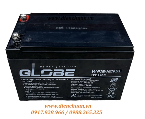 Bình ắc quy Globe WP12-12NSE ( 12V-12AH) cọc bắt vít