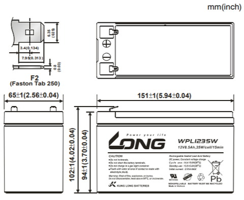 Bình ắc quy Long WPL1235W ( 12V 8.5Ah )