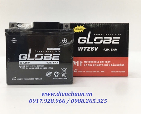 Bình Ắc Quy Xe Máy GLOBE WTZ6V (12V 6AH ) dùng cho LEAD, NOZZA, AirBlade, SH MODE, SH Việt Nam