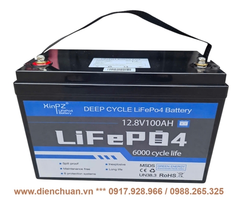 Pin lithium 12.8V 100Ah Xinpz  ( Ắc quy Lifepo4 12V 100Ah/ 12.8V 100AH)