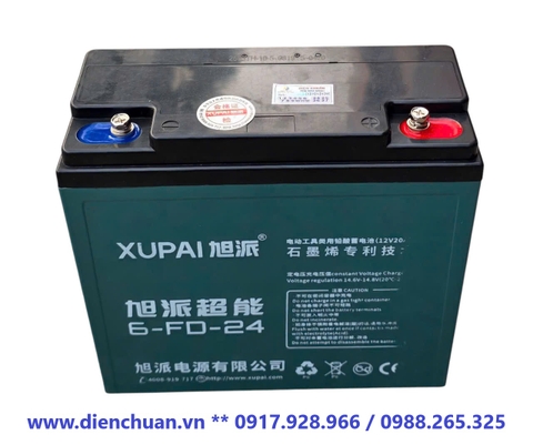 Ắc quy Xupai 12V-24Ah 6-FD-24 / 6-DZF-24 - Ắc quy dùng cho Xe máy điện, loa kéo, máy bơp nước, thắp sáng 12V 24Ah Xupai