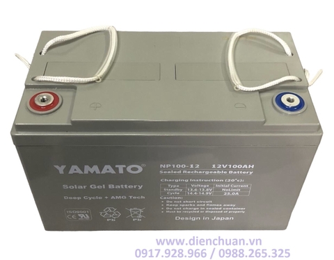 Ắc quy Yamato 12V 100Ah NP100-12 xả sâu dùng cho xe điện- Solar - kích điện inverter