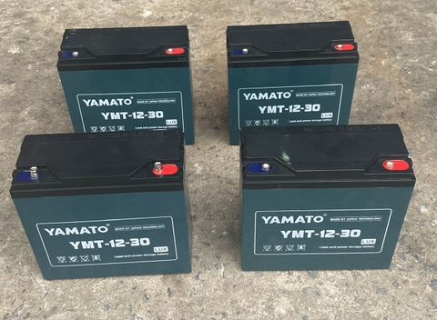 Bộ 4 bình ắc quy xe máy điện 48V-30Ah YAMATO/ Ắc quy Yamato 48V 30AH