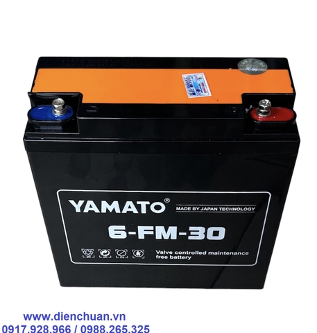 Ắc quy xe đạp điện 12V 30Ah Yamato (6-DZF-30/ 6-FM-30/ 6-DPB-30 / YMT-12-30)