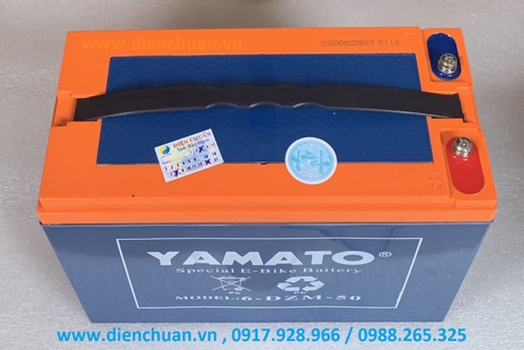 Ắc quy xe điện dọn rác/ quét rác/ lau chà sàn 12V-50Ah Yamato 6-DZM-50