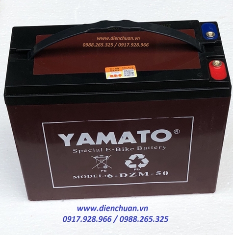 Ắc quy xe điện dọn rác/ quét rác/ lau chà sàn/ xe điện 3 bánh 12V-50Ah Yamato 6-DZM-50