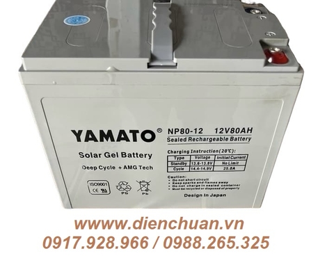 Ắc quy Yamato NP80-12 ( 12V 80AH )/ Ắc quy xả sâu 80Ah Yamato