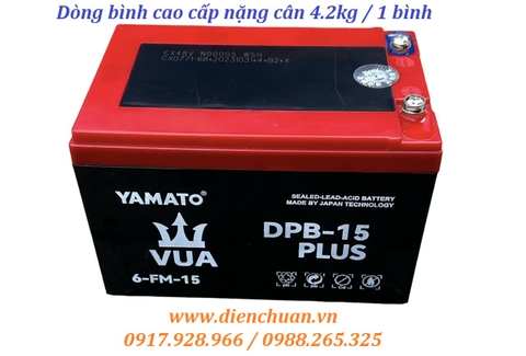 Ắc quy xe đạp điện 12V 15Ah Yamato Vua 6-DPB-15/ 6-FM-15/ YMT-12-15