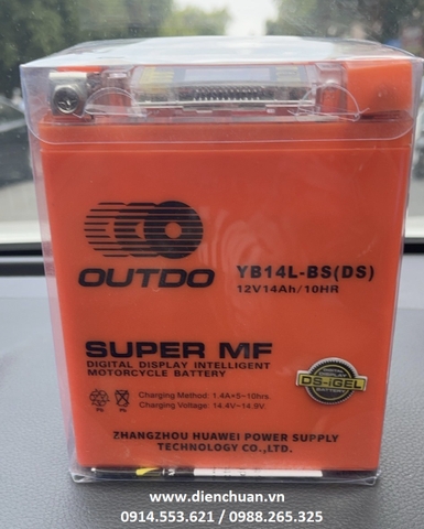 Ắc quy xe máy Outdo YB14L-BS (DS) 12V 14Ah/10HR