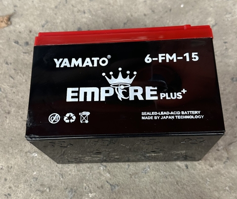 Ắc quy xe đạp điện Yamato 12V 15AH (6-FM-15 ) - Bình xước móp góc do vận chuyển, mới 100%- Bán thanh lý giá rẻ