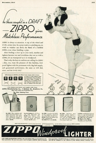 quảng cáo zippo thời chiến