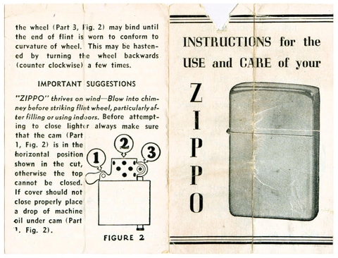 giấy hướng dẫn sử dụng zippo