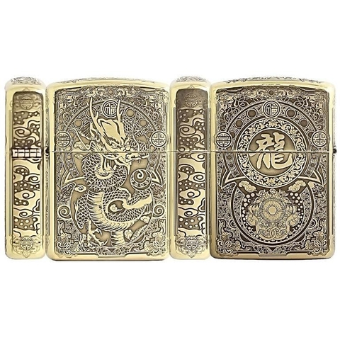 Zippo rồng tiền vỏ đồng dày