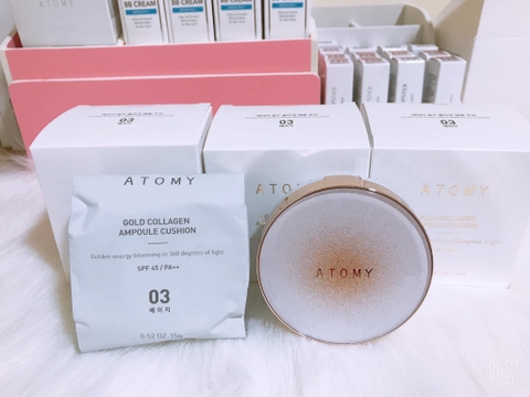 Phấn nước chứa tinh chất sợi Collagen  (màu ngà) - Atomy Gold Collagen Ampoule Cushion 02 Ivory