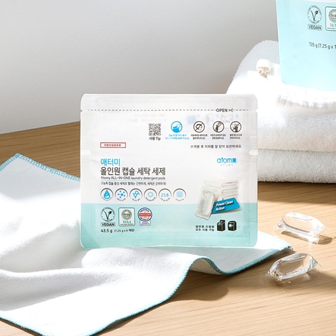 Bột giặt đa năng dạng viên nang chứa tất cả trong một (gói dùng thử 7,25g x 6 miếng) - atomy all in one laundry detergent pods - 애터미 올인원 캡슐 세탁세제 - Универсальное средство для стирки Atomy All-in-One в капсулах