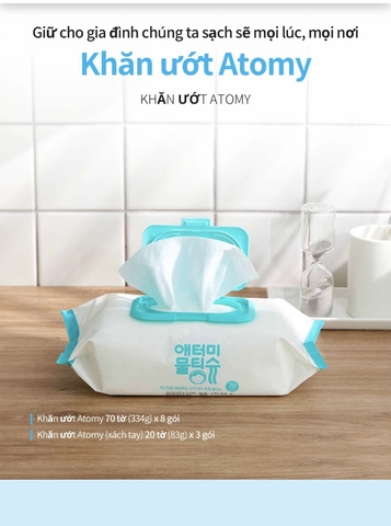 Khăn ướt Atomy (70 tờ x 8 gói)