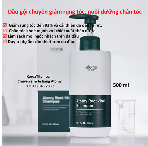 Dầu gội chuyên làm giảm rụng tóc đặc biệt, làm sạch mọi ngóc ngách trên duy đầu và duy trì độ ẩm 500ml - Atomy Root Vital Shampoo - 애터미 루트 바이탈 샴푸 - Atomy Root Vital Шампунь