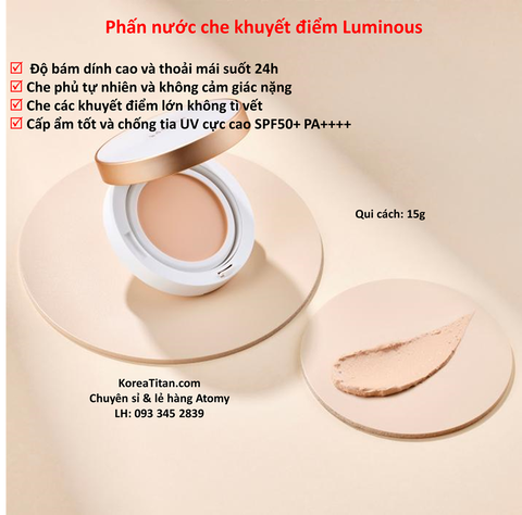 Phấn nước che khuyết điểm , giúp bền màu suốt 24 giờ da mịn màng thoải mái mà không bị khô hay bong tróc cùng khả năng chống nắng vượt trội SPF 50+ / PA++++ - Adelica Luminous Matte Cover Balm - 아델리카 루미너스 매트 커버 밤 - Аделика Луминус Матт Ковер Бальзам